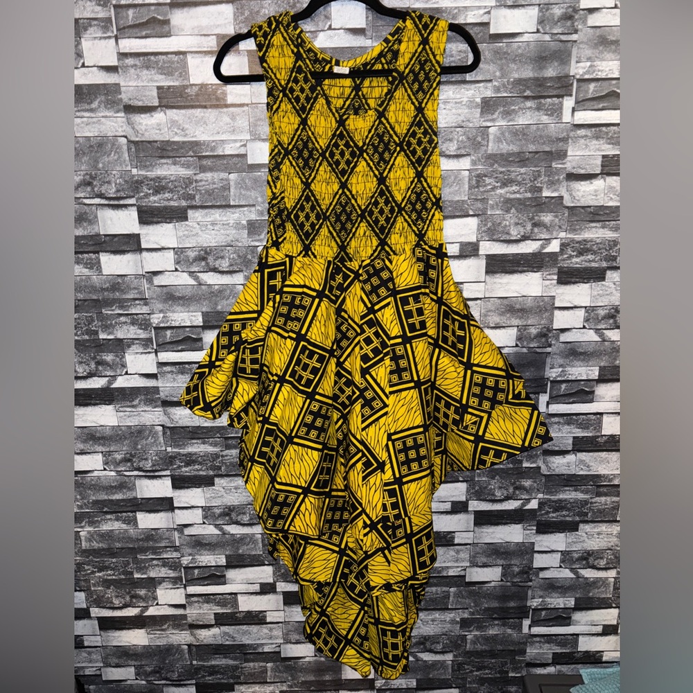 Asymmetrical Yellow and Black Dress
